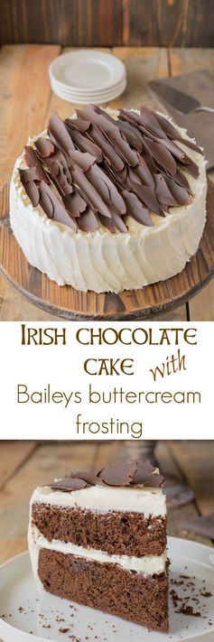 Irish chocolate cake with Baileys buttercream frosting