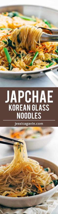 Japchae Korean Glass Noodles with Tofu