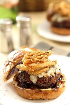 Lamb and Goat Cheese Burgers with Cabernet Barbecue Sauce