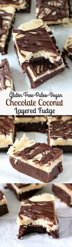 Layered Chocolate Coconut Fudge (Paleo & Vegan