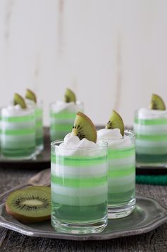 Layered Melon Kiwi Jello Cups