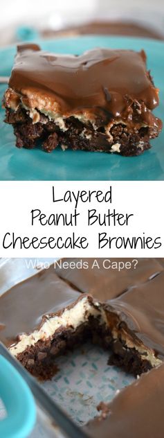 Layered Peanut Butter Cheesecake Brownies