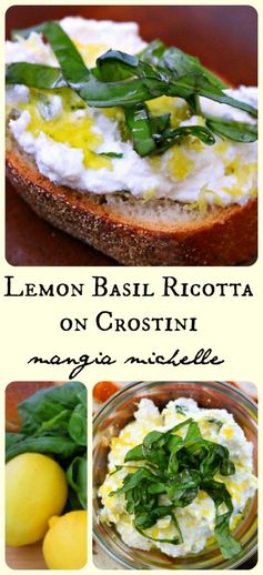 Lemon Basil Ricotta on Crostini