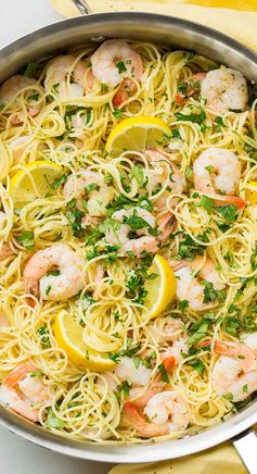 Lemon-Parmesan Angel Hair Pasta with Shrimp