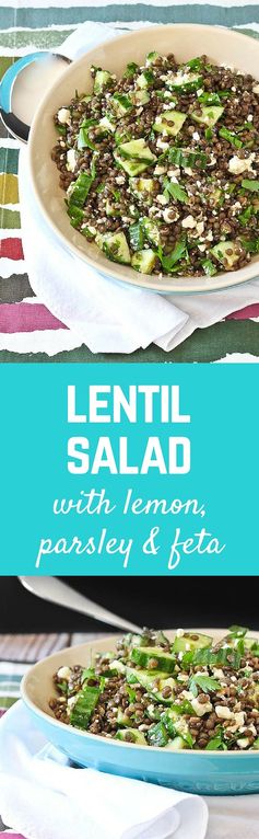 Lentil Salad Recipe with Feta, Lemon and Parsley