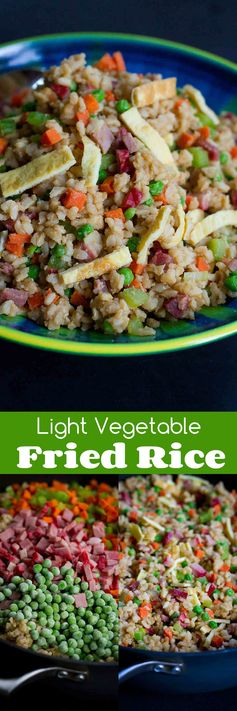 Light Vegetable Fried Rice Recipe with BBQ Pork