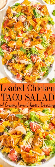 Loaded Chicken Taco Salad with Creamy Lime-Cilantro Dressing