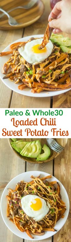 Loaded Chili Sweet Potato Fries (Paleo & Whole30