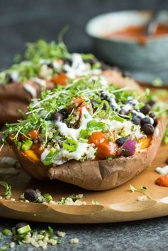 Loaded Sweet Potatoes with Quinoa Tabbouleh