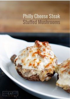 Low Carb Philly Cheese Steak Stuffed Mushrooms