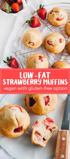 Low-Fat Strawberry Muffins (Vegan + Gluten-free Option