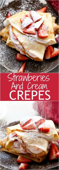 Macerated Strawberries and Cream Crepes