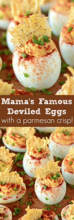 Mama's Deviled Eggs with a Parmesan Crisp