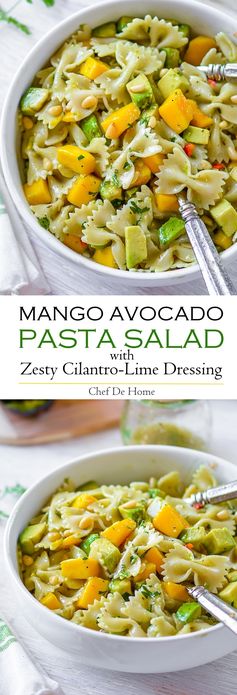 Mango Avocado Pasta Salad with Cilantro Lime Dressing