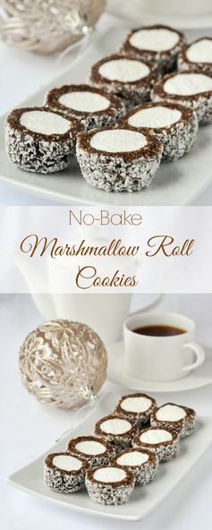 Marshmallow Roll Cookies - easy, no-bake & freezer friendly