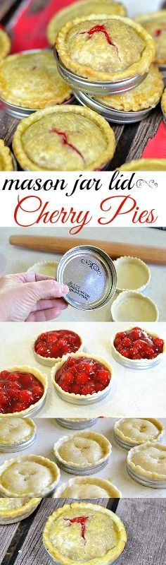 Mason Jar Lid Cherry Pies