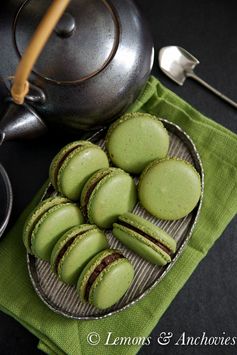 Matcha Green Tea Macarons with Chocolate Ganache