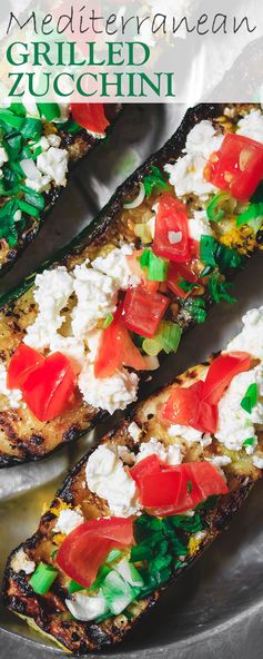 Mediterranean Grilled Zucchini with Tomato and Feta