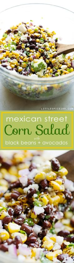 Mexican Street Corn Salad with Black Beans and Avocados