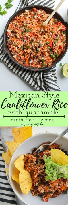 Mexican Style Cauliflower Rice with Guacamole