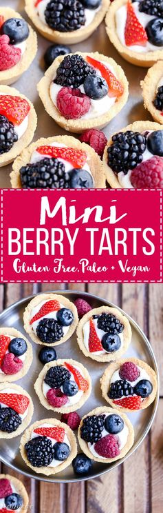 Mini Berry Tarts (Paleo, Gluten Free + Vegan