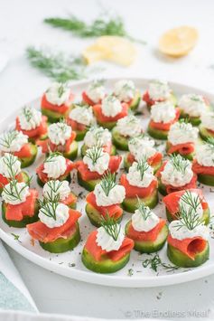 Mini Cucumber Smoked Salmon Appetizer Bites with Lemon Dill Cream Cheese