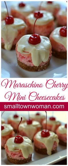 Mini Maraschino Cherry Cheesecakes