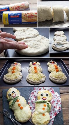 Mini Snowman Pizzas