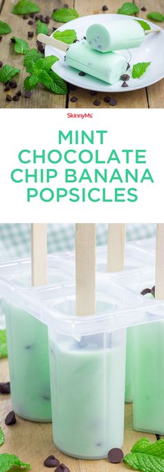 Mint Chocolate Chip Banana Popsicles