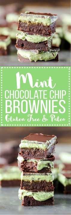 Mint Chocolate Chip Brownies (Paleo + GF