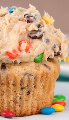 Monster Cookie Dough Cupcakes