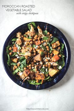 Moroccan-style roasted vegetable salad with crispy chickpeas