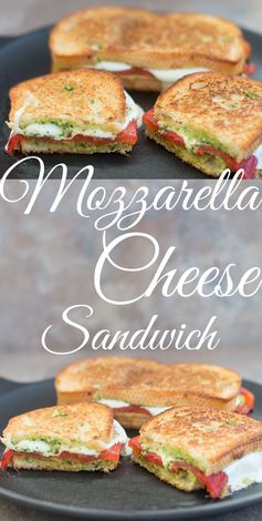 Mozzarella Cheese Sandwich With Roasted Red Pepper