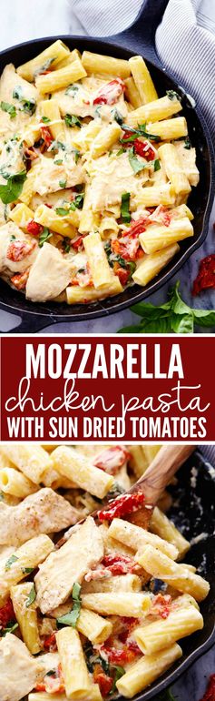 Mozzarella Chicken Pasta with Sun Dried Tomatoes