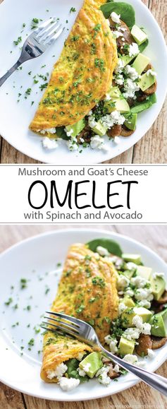 Mushroom and Goat’s Cheese Omelet with Spinach and Avocado