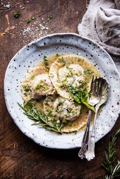 Mushroom Cheese Ravioli with Rosemary Butter Sauce