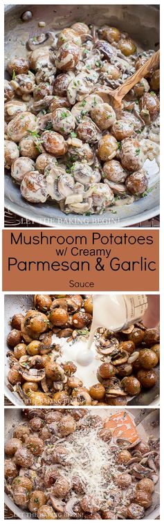 Mushroom Potatoes with Creamy Parmesan and Garlic Sauce