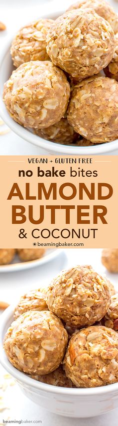 No Bake Almond Butter Coconut Bites (Vegan, Gluten Free