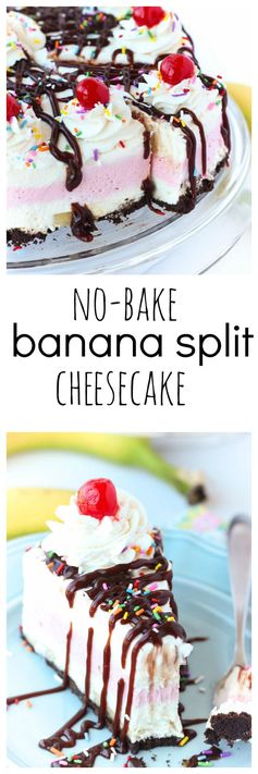 No-Bake Banana Split Cheesecake