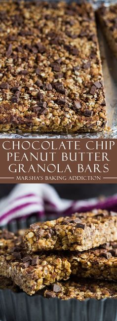 No-Bake Chocolate Chip Peanut Butter Granola Bars