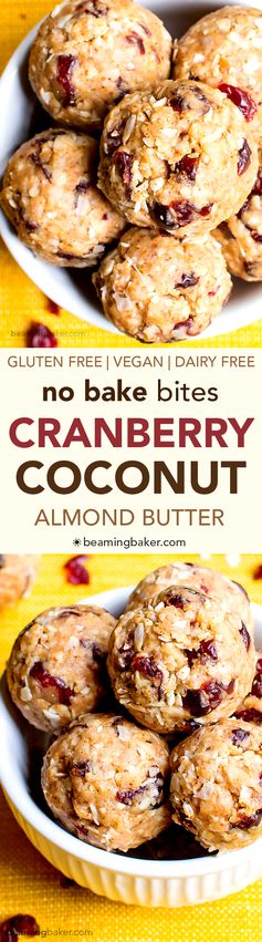 No Bake Cranberry Coconut Energy Bites (Vegan, Gluten Free, Dairy Free