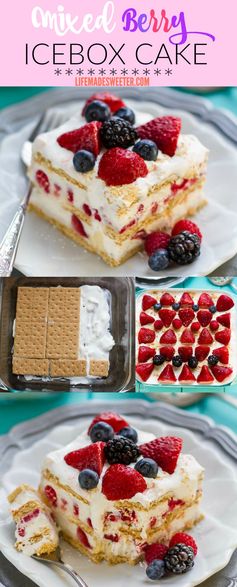 No Bake Mixed Berry Icebox Cake