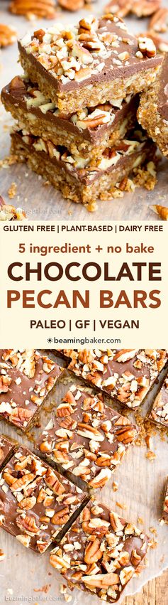 No Bake Paleo Chocolate Pecan Bars (Vegan, Paleo, Gluten Free, Dairy-Free