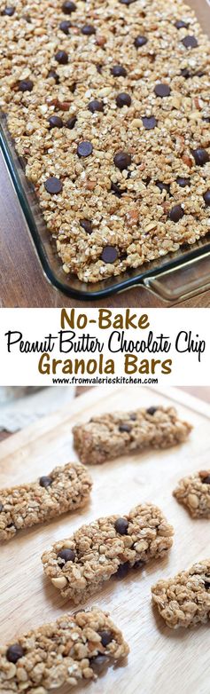 No-Bake Peanut Butter Chocolate Chip Granola Bars