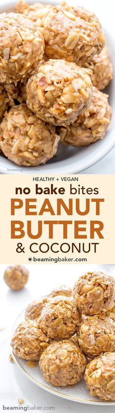 No bake peanut butter coconut bites - vegan, gluten free