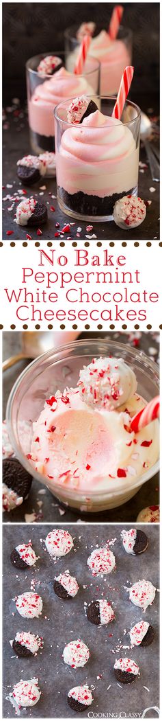 No Bake Peppermint White Chocolate Cheesecakes