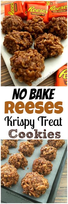 No Bake Reeses Krispy Cookies