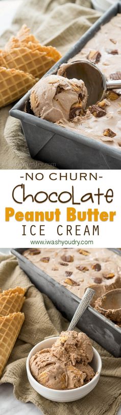 No Churn Chocolate Peanut Butter Ice Cream