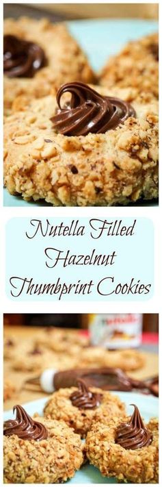 Nutella Filled Hazelnut Thumbprint Cookies