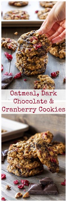 Oatmeal, Dark Chocolate and Cranberry Cookies